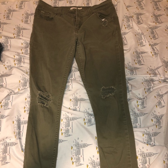 Olive Green Levi Skinny Jeans - Picture 1 of 4